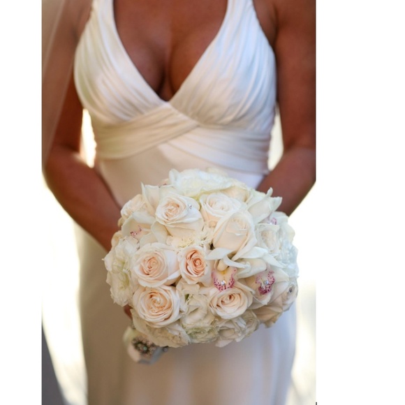 AMY MICHELSON IVORY WHITE SILK OR SATIN WEDDING DRESS SIZE US 6 - Picture 3 of 13